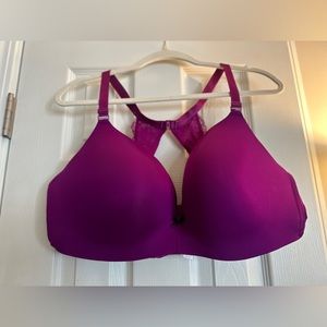 Cacique Satiny Lace Racerback Wireless Push-up Bra 44DD